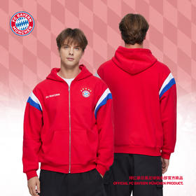 【官方正版】拜仁慕尼黑足球俱乐部 |红色拼接加绒连帽外套运动休闲