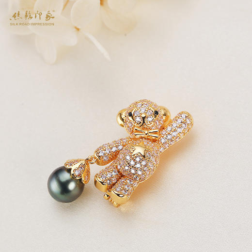 幸福小熊海水大溪地珍珠胸针 大溪地黑珍珠9mm 商品图3