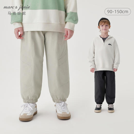 马克珍妮男童拼接线条加绒工装裤2024年秋冬新款241251 商品图0