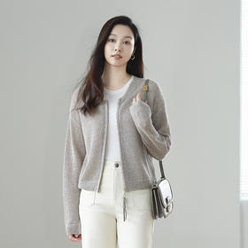 火桐hooton 老钱气韵 亚麻羊绒拉链开衫KLX18