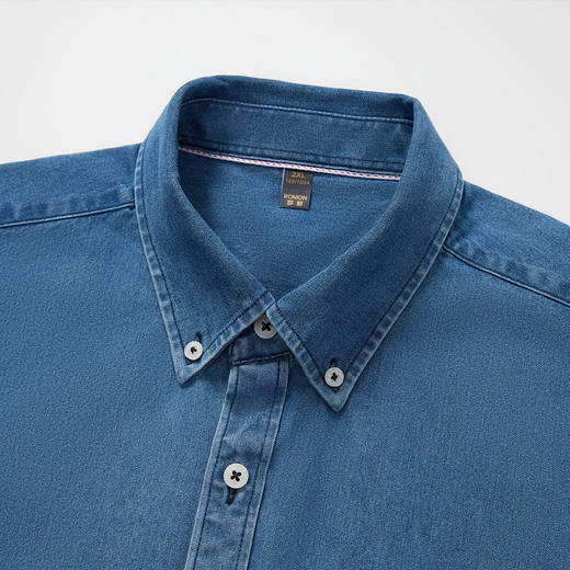 100棉｜罗蒙秋冬厚款牛仔衬衣外套男士休闲百搭衫长袖衬衫上衣
 商品图4