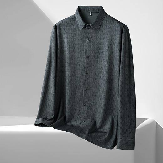 【弹力】【新款DDS】大依优型大码长袖衬衫翻领男装加肥加大体恤大号上衣胖子 商品图3