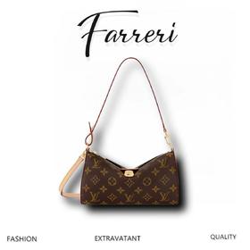 驴家M47123 Pochette Tirette拉链开合 帆布 手提单肩包 棕色