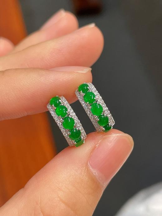 18k金阳绿蛋面耳扣 商品图2