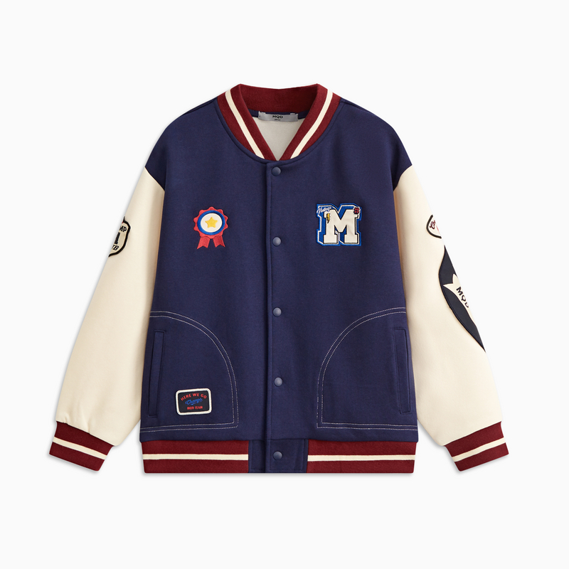 【MQD】童装男大童春新款学院风*字母撞色棒球领外套
