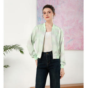 司歌夹克长袖外套光泽缎面印花B901087y