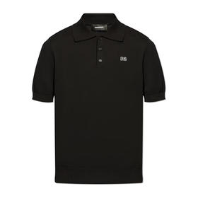 DSQUARED2 男士“D2”刺绣徽标棉质短袖polo衫 黑色 S74HA1452 D13018 900