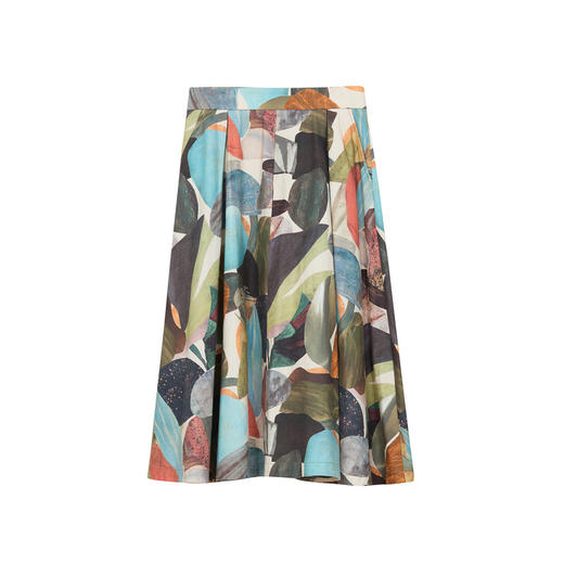 谜底花色半身裙2024冬季新品复古艺术印花100%棉中长裙244MB1574 商品图4