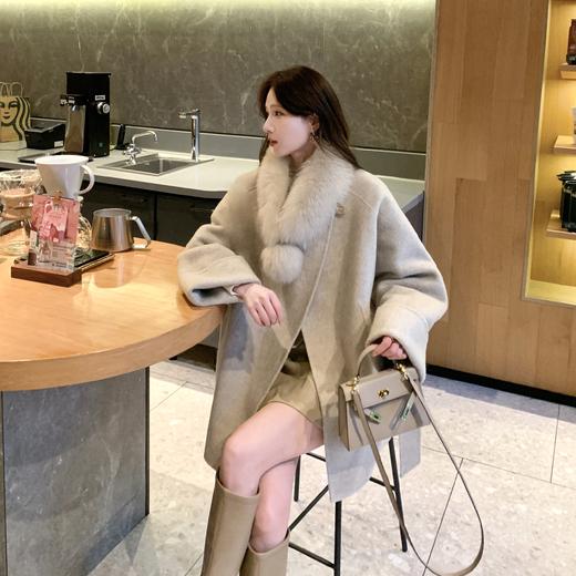 金蘑菇菇【芝士奶糕】设计师高定骆驼绒大衣冬宽松氛围感双面呢外套 商品图4