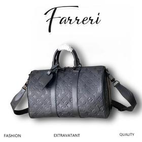 驴家M22765 全皮黑压花 花旅行包35KEEPALL BANDOULIÈRE 35