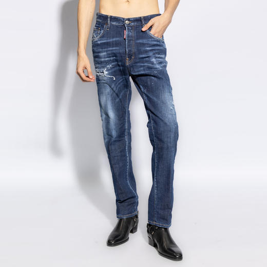【二】DSQUARED2 男士 642字母徽标贴花棉质休闲牛仔裤 蓝色 S74LB1557 S30664 470 商品图1
