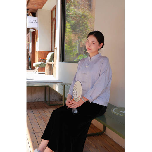 【抖音专属】新中式上衣（2481003-暮山紫） 商品图3