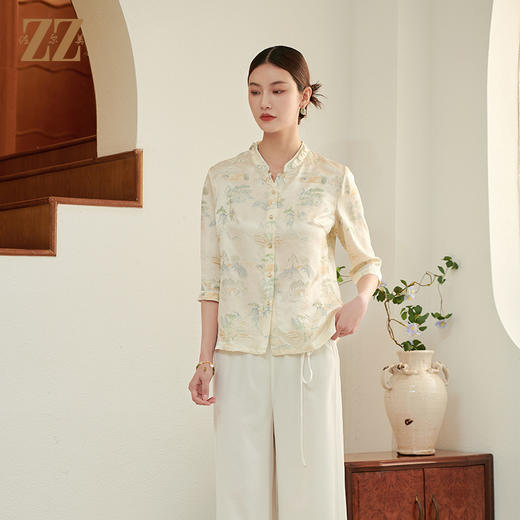 佐尔美 气质七分袖桑蚕丝真丝衬衣女M42CS12 商品图1