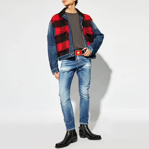 【一】DSQUARED2 男士 Sexy Twist  字母徽标贴花棉质休闲牛仔裤 蓝色 S74LB1587 S30872 470 商品图3