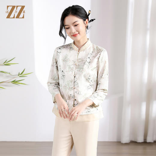 佐尔美 秋季新款 气质新中式国风长袖衬衣衬衫女M43CC01 商品图3