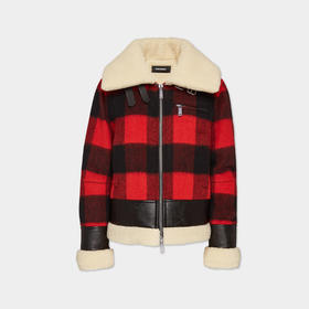 【二】DSQUARED2 女士羊毛飞行员夹克棉服 格子色 S75AM1065 S78290 001F