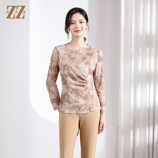 佐尔美秋季新款气质针织工艺衬长袖衬衣女M41CC07 商品图3