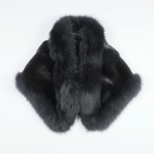 SIM GRACE优雅夫人进口整貂貂皮披肩，银狐毛皮草，秋冬宴会结婚礼服旗袍外搭斗篷 商品图5