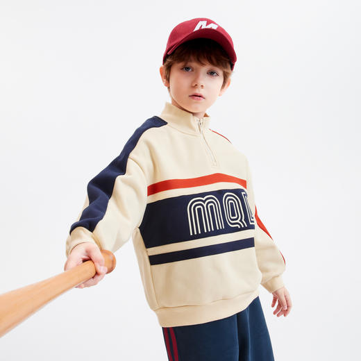 【MQD】童装男大童冬新款潮酷休闲学院风半高领卫衣 商品图2