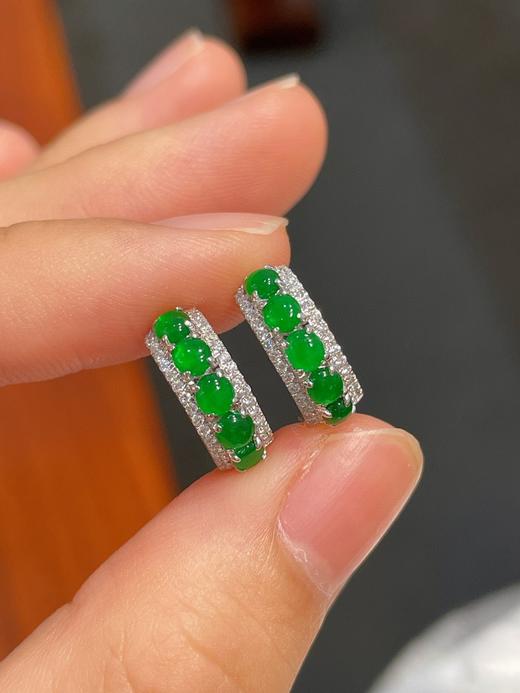 18k金阳绿蛋面耳扣 商品图1