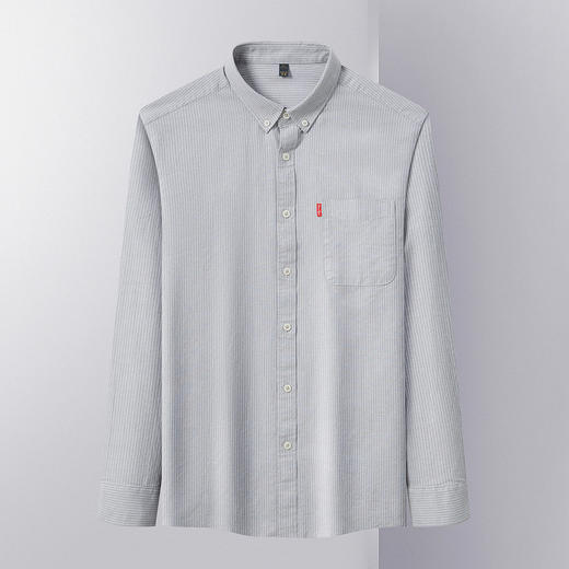 【100棉 多色】罗蒙秋季男装长袖衬衫男士时尚休闲百搭条纹衬衣男 商品图3