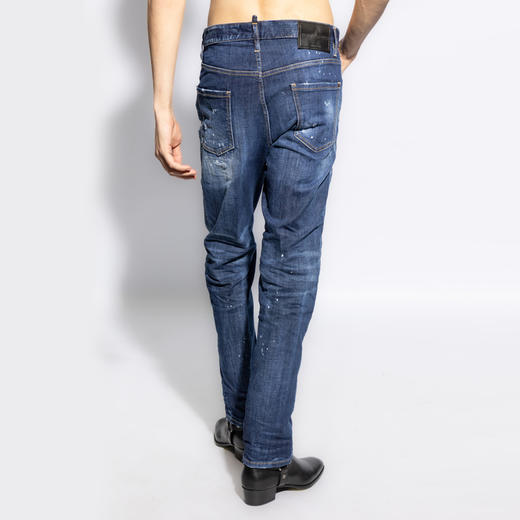 【二】DSQUARED2 男士 642字母徽标贴花棉质休闲牛仔裤 蓝色 S74LB1557 S30664 470 商品图2