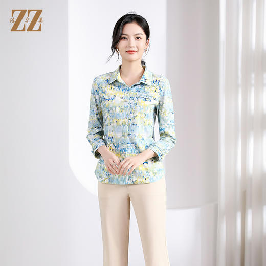 佐尔美秋季新款 气质百搭长袖衬衣针织工艺衫女M41CC12 商品图3