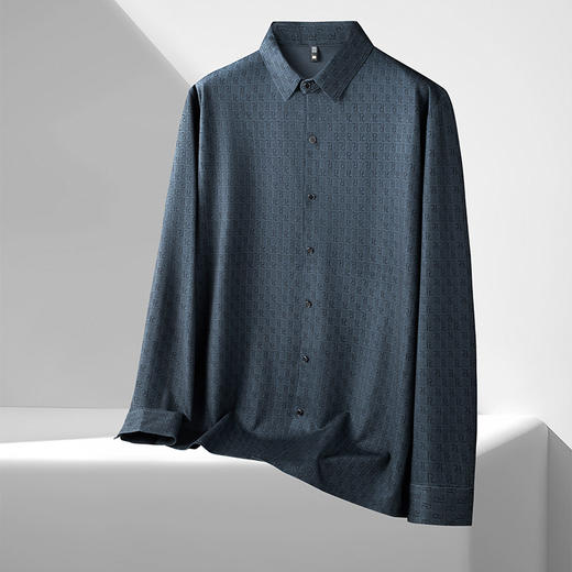 【弹力】【新款DDS】大依优型大码长袖衬衫翻领男装加肥加大体恤大号上衣胖子 商品图5