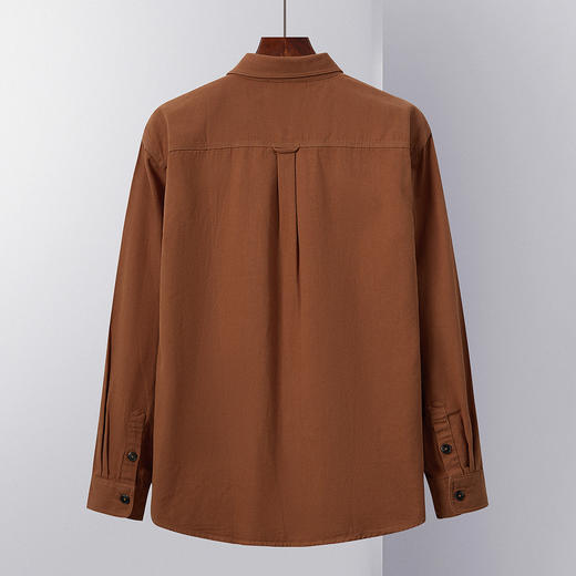 100棉｜罗蒙秋季男装长袖衬衫男士休闲百搭双口袋纯色衬衣男外套 商品图5