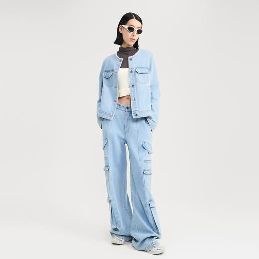 宋妍霏同款lost in echo2024秋季新款休闲宽松时尚多口袋裤子牛仔裤工装裤女 商品图1