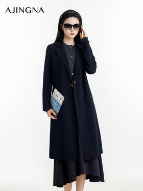 【商场同款】阿菁娜2024秋季新款V领经典平驳头风衣A30q105017