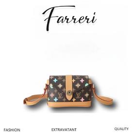 驴家M83346  tyler联名款郵差包微标印花翻盖开合皮革 斜挎单肩包