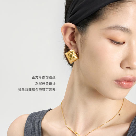 lost in echo2024秋季新款膨胀枕头银色复古金色锆石大耳环耳钉女 商品图1