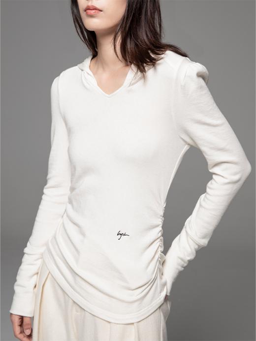 LIYIHAN24初秋羊毛莱赛尔连帽针织衫卫衣女打底长袖薄V领收腰弹力 商品图1
