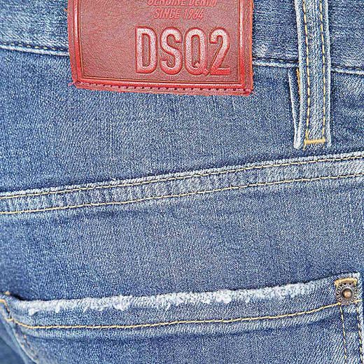 【一】DSQUARED2 男士 Sexy Twist  字母徽标贴花棉质休闲牛仔裤 蓝色 S74LB1573 S30872 470 商品图2
