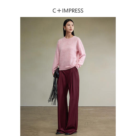 西嘉【秋季新品】JI简圆领百搭无缝*进口拉毛山羊绒毛衣（MY2403068） 商品图3