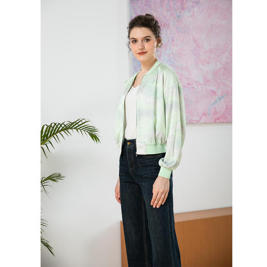 司歌夹克长袖外套光泽缎面印花B901087y 商品图1