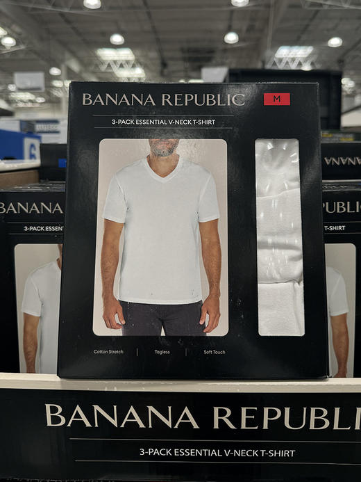 Banana Republic/香蕉共和国 男士棉混纺纯色V领弹力短袖T恤3件装 商品图0