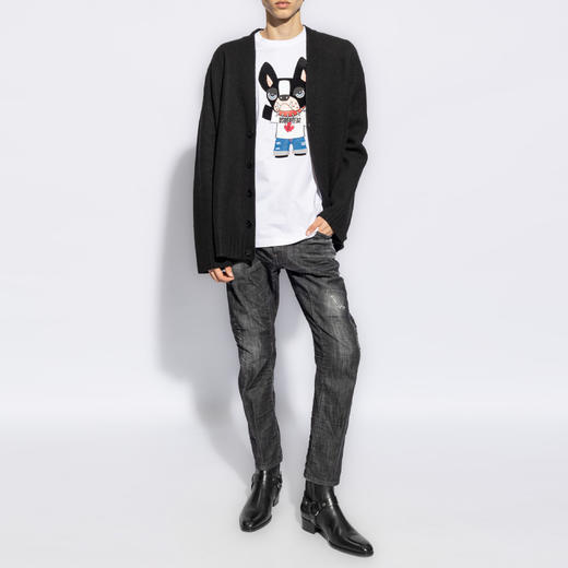 【一】DSQUARED2 男士 Tidy Biker  字母徽标贴花棉质休闲牛仔裤 黑色 S74LB1579 S30357 900 商品图3
