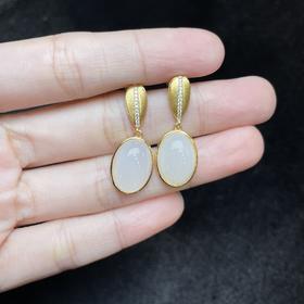 玉美人菲菲HZ/s925和田玉耳钉