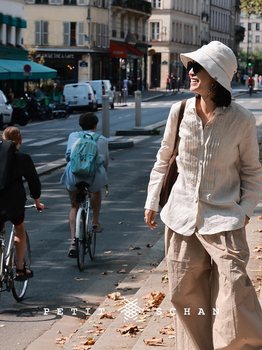 PETIT SCHAN小闪 CLO#585 Parisian poet 巴黎诗人 意大利进口雨露麻原色风琴褶衬衫 商品图0