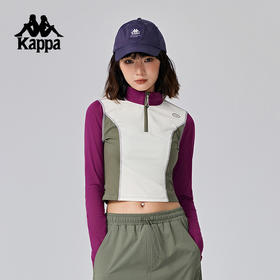 Kappa卡帕背靠背运动长袖t恤女2024新款秋抗静电半拉链套头衫女款K0E82TC71