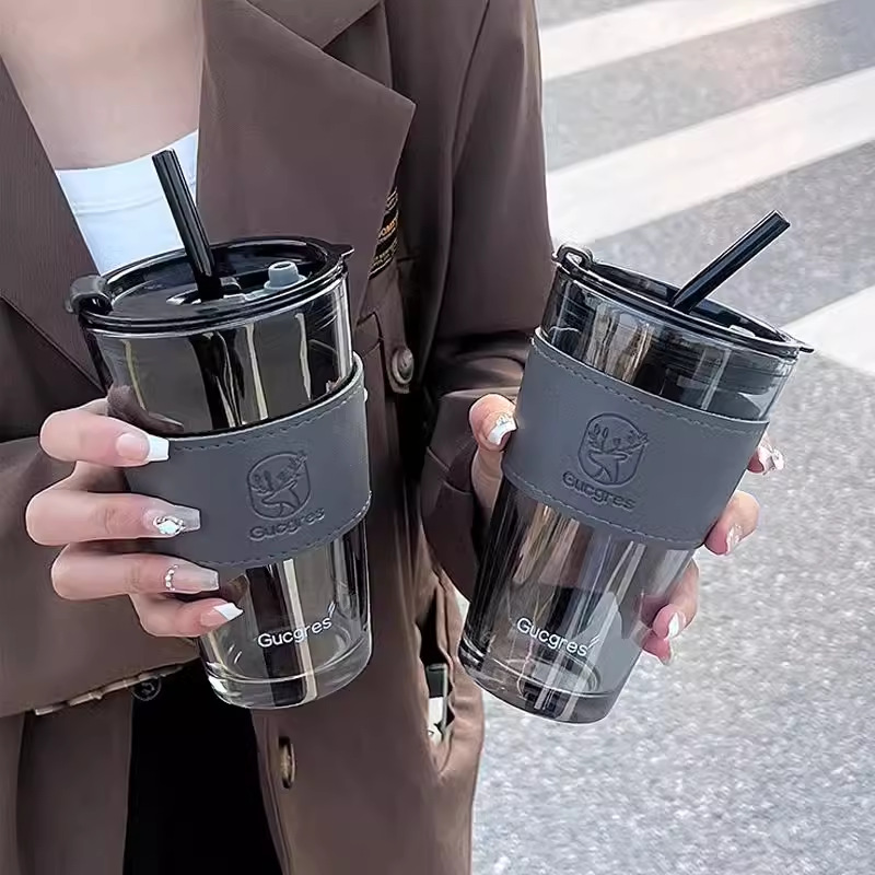 「8.9包邮！高颜值」ins风玻璃杯双饮杯伴手礼杯子 竹节杯礼品水杯吸管杯餐饮用具