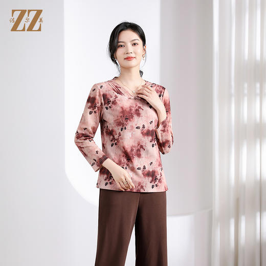 佐尔美秋季新款 经典花图案气质长袖衬衣M41CC06 商品图1