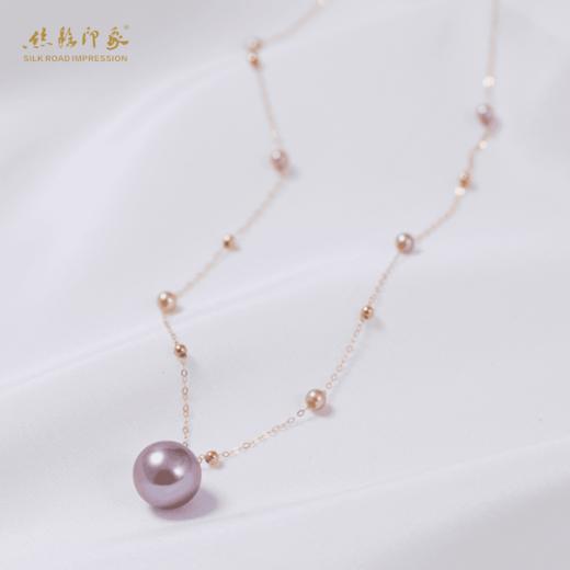 丝路印象紫色6+1时尚气质经典吊坠轻奢百搭珍珠18k金项链4-11mm 商品图2