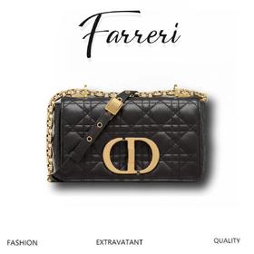 D家 【 CARO】黑色柔软牛皮革藤格纹 单肩包 斜挎包 三尺寸D家