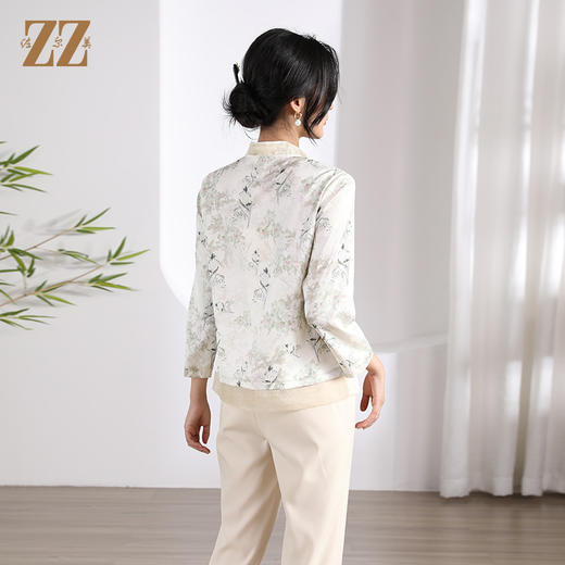 佐尔美 秋季新款 气质新中式国风长袖衬衣衬衫女M43CC01 商品图4