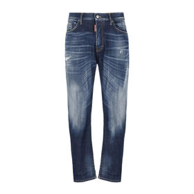 【二】DSQUARED2 男士 Bro  字母徽标贴花棉质休闲牛仔裤 蓝色 S74LB1576 S30342 470