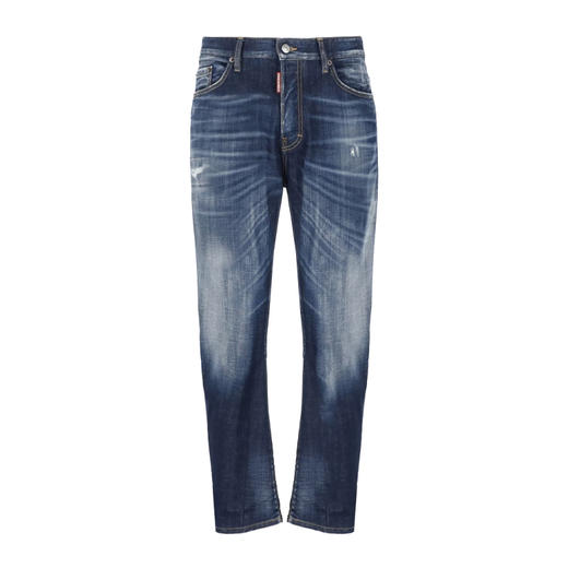 【二】DSQUARED2 男士 Bro  字母徽标贴花棉质休闲牛仔裤 蓝色 S74LB1576 S30342 470 商品图0