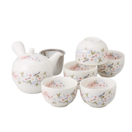 美浓烧枫叶茶壶套装一壶五杯蓝粉樱花茶壶套装樱花茶壶套装一壶五杯【不支持补差，非质量问题不退不换】S 商品图0